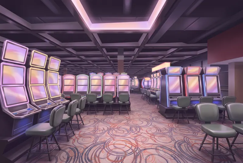 Empty slot floor at Casino Ajax late at night